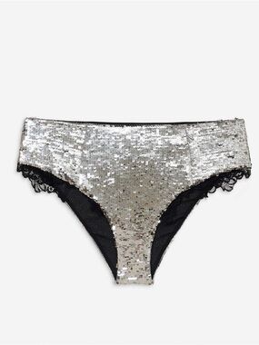 For Love & Lemons Maia High-Waist silver white sequins Panty